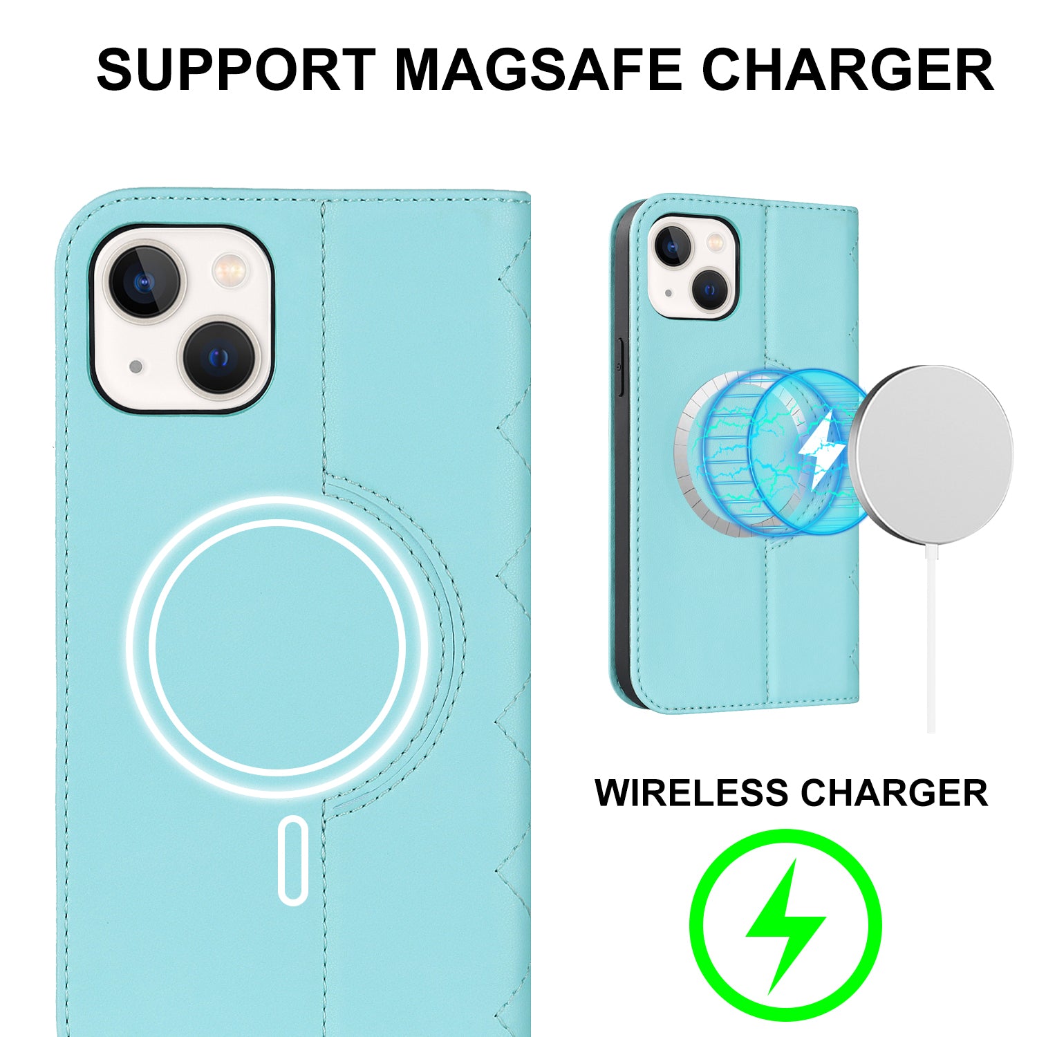 For iPhone 13 mini 5.4 inch RFID Blocking Phone Case Card Holder Stand Phone Leather Cover Compatible with MagSafe For iPhone 13 mini 5.4 inch RFID Blocking Phone Case Card Holder Stand Phone Leather Cover Compatible with MagSafe